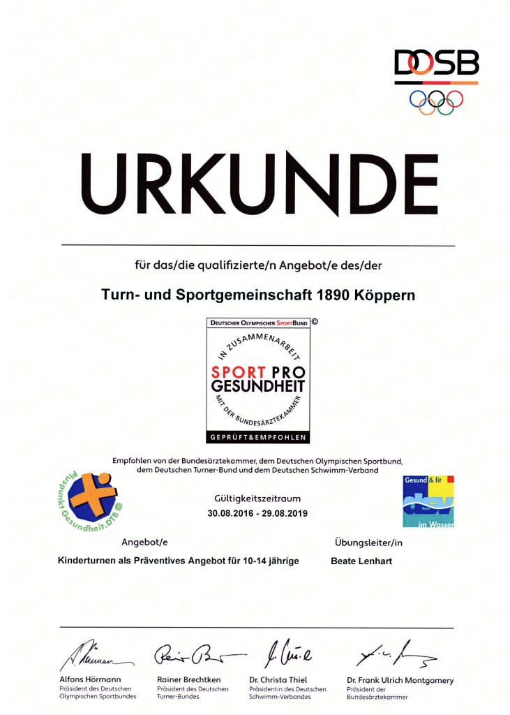 Urkunde Kinderturnen 10-14